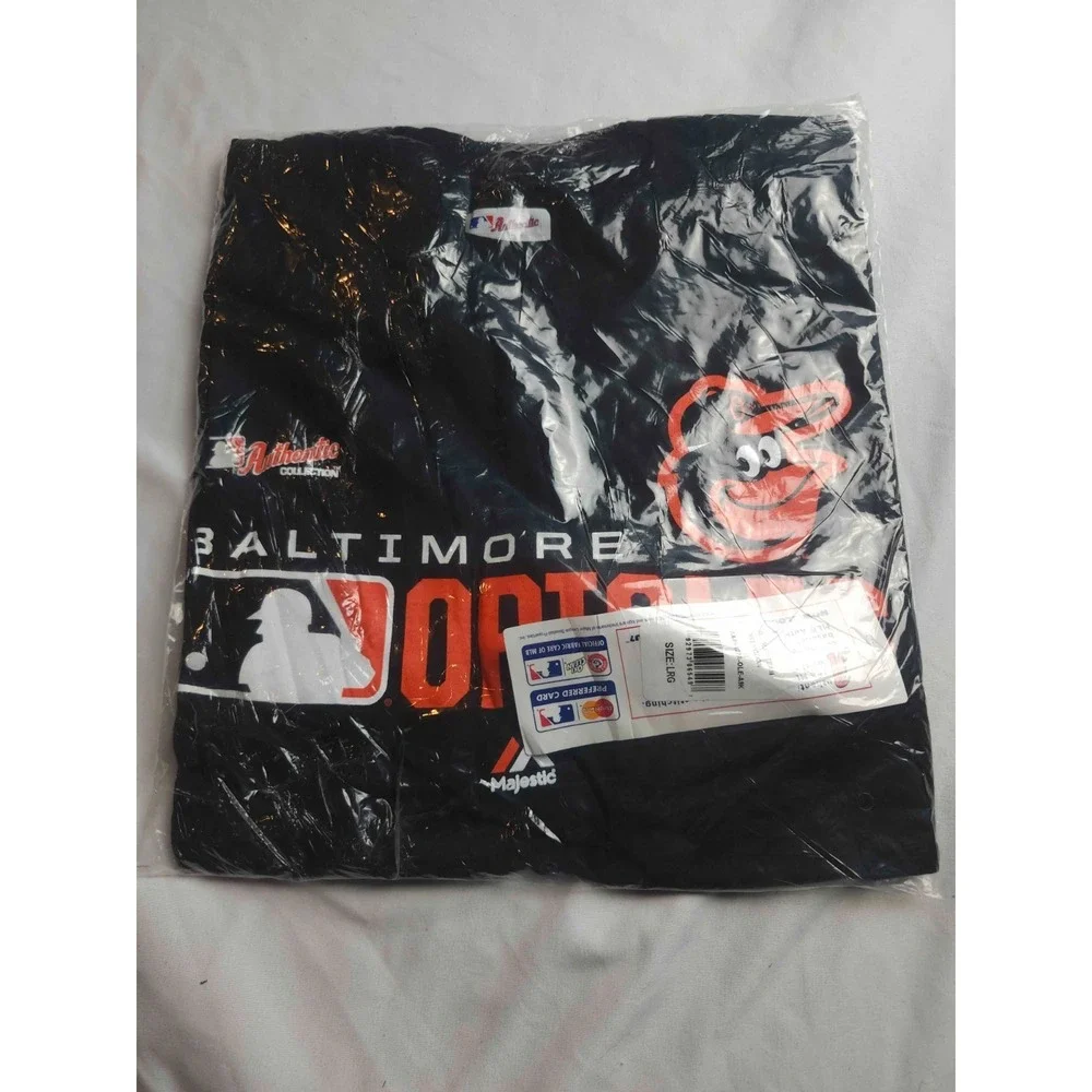 Majestic Triple Peak Baltimore Orioles T-Shirt Mens Large Black Short Sleeve NWT